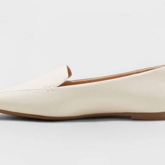 A New Day Women’s Hayes Loafer Flats Size 8 Cream Faux Leather Slip-On Shoes - Picture 3 of 4